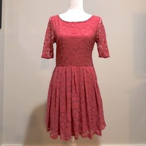 LC Lauren Conrad pink on pink polka dot dress